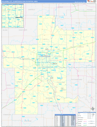 Oklahoma City Metro Area Wall Map Basic Style 2024